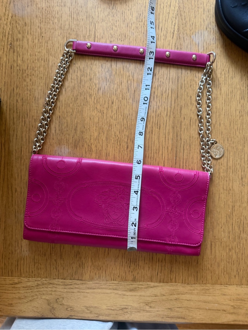 Versace Hot Pink Leather Medusa Chain-Handle Clutch - Picture 2 of 10